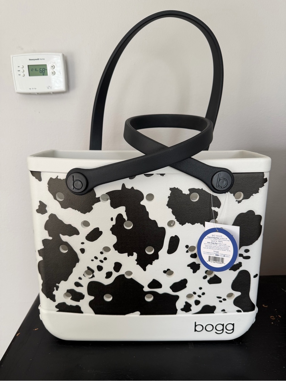 Baby Bogg Bag Tote in Black & White Cow Print